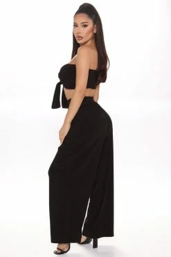 Fashion Nova Breaking Rules Pant Set - Black Wide Leg Sets