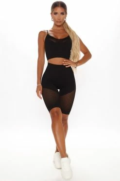 Fashion Nova Keep Up Seamless Biker Short Set - Black