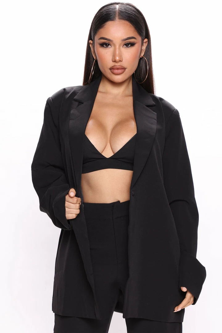 Fashion Nova Here For It 3 Piece Pant Set 33 - Black Wide Leg Sets