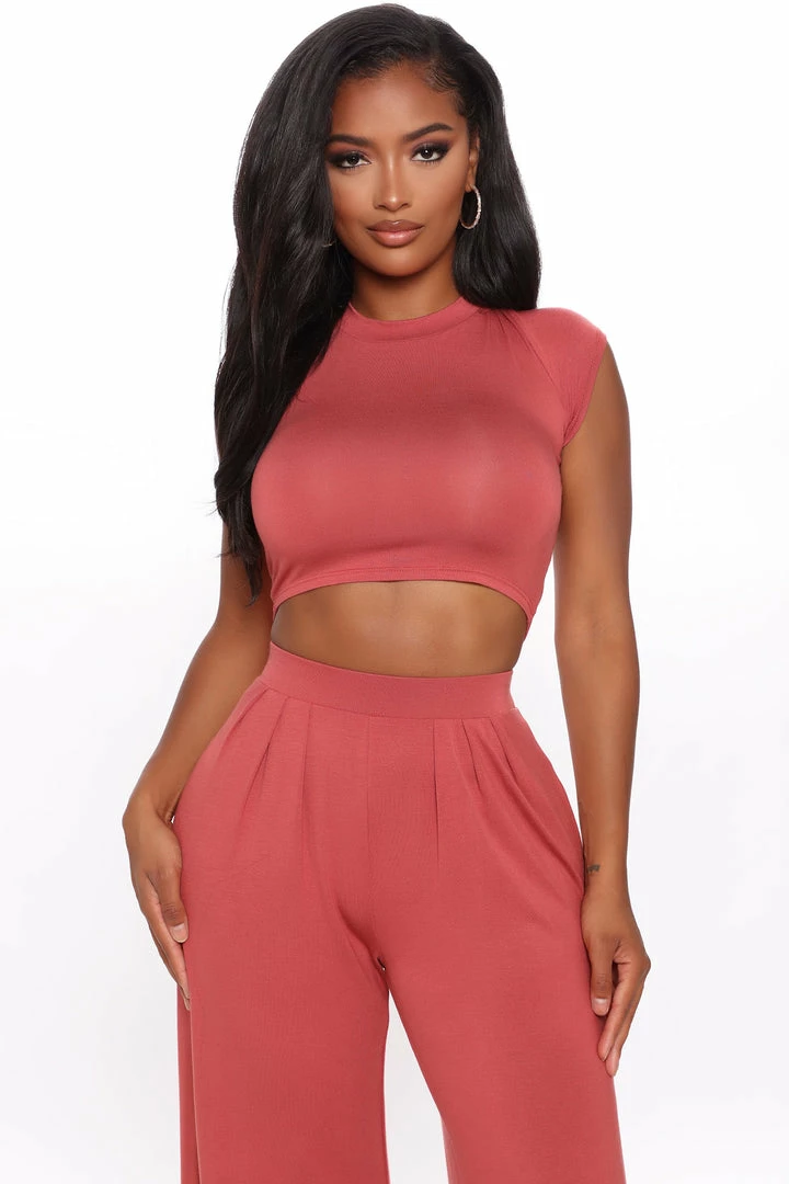 Fashion Nova Chosen One Pant Set - Marsala Wide Leg Sets