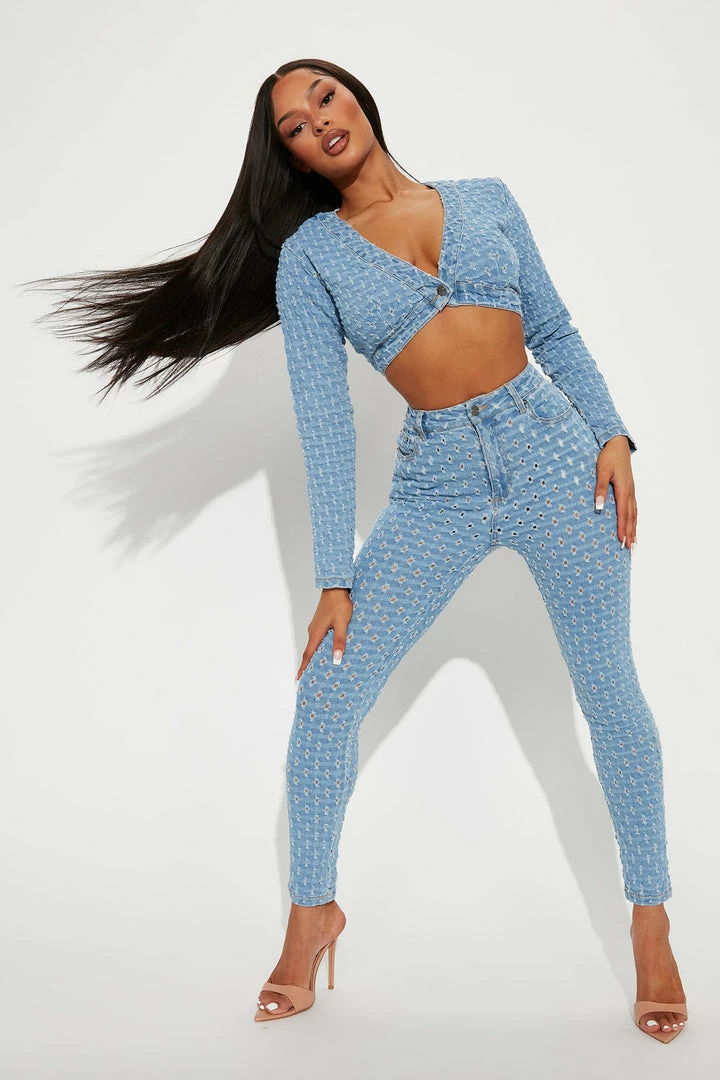 Fashion Nova Matching Separates Best Wishes Denim Jacket - Light Wash