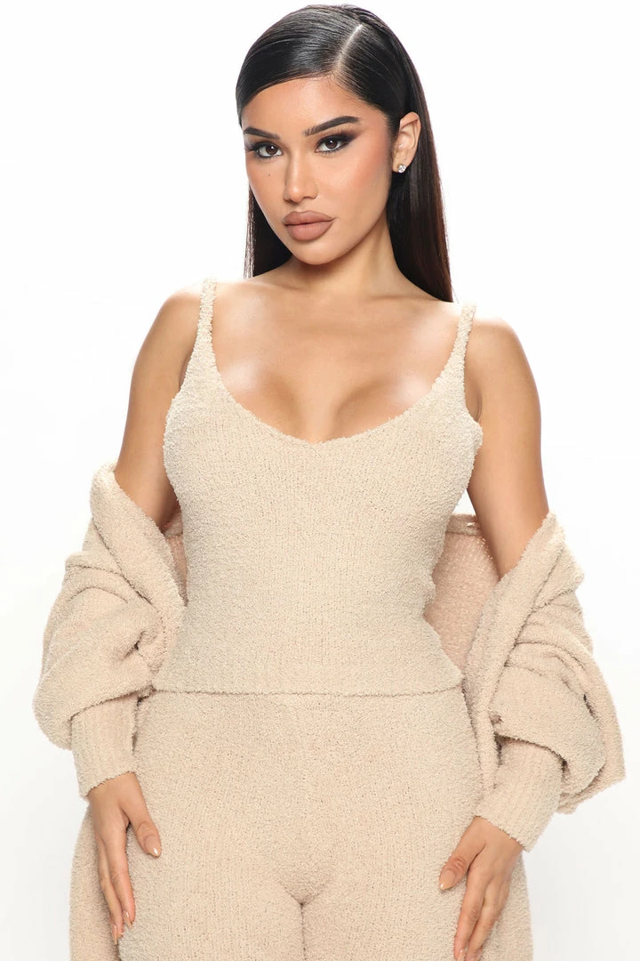 Fashion Nova Stay Cozy 3 Piece Legging Set - Taupe Legging Sets