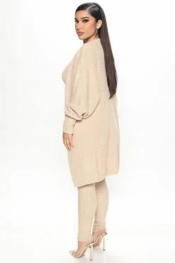 Fashion Nova Stay Cozy 3 Piece Legging Set - Taupe Legging Sets