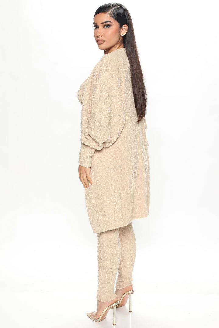 Fashion Nova Stay Cozy 3 Piece Legging Set - Taupe Legging Sets