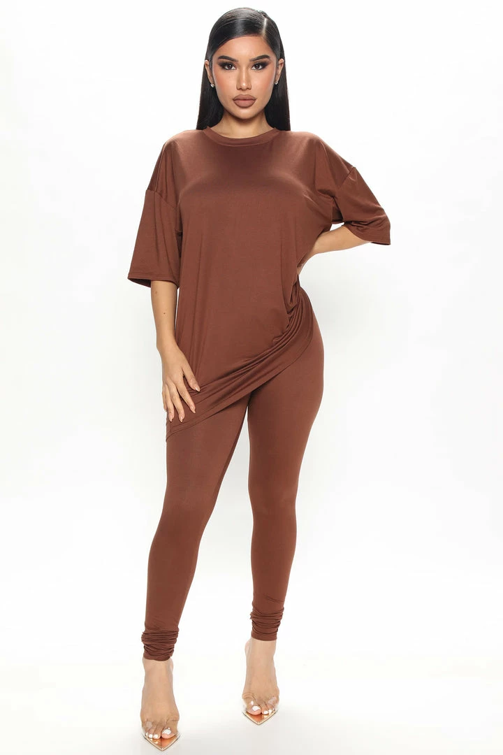Fashion Nova Legging Sets Weekend Vibes Legging Set - Brown