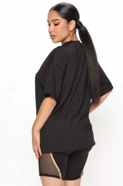 Fashion Nova She's The One Biker Short Set - Black/Gold