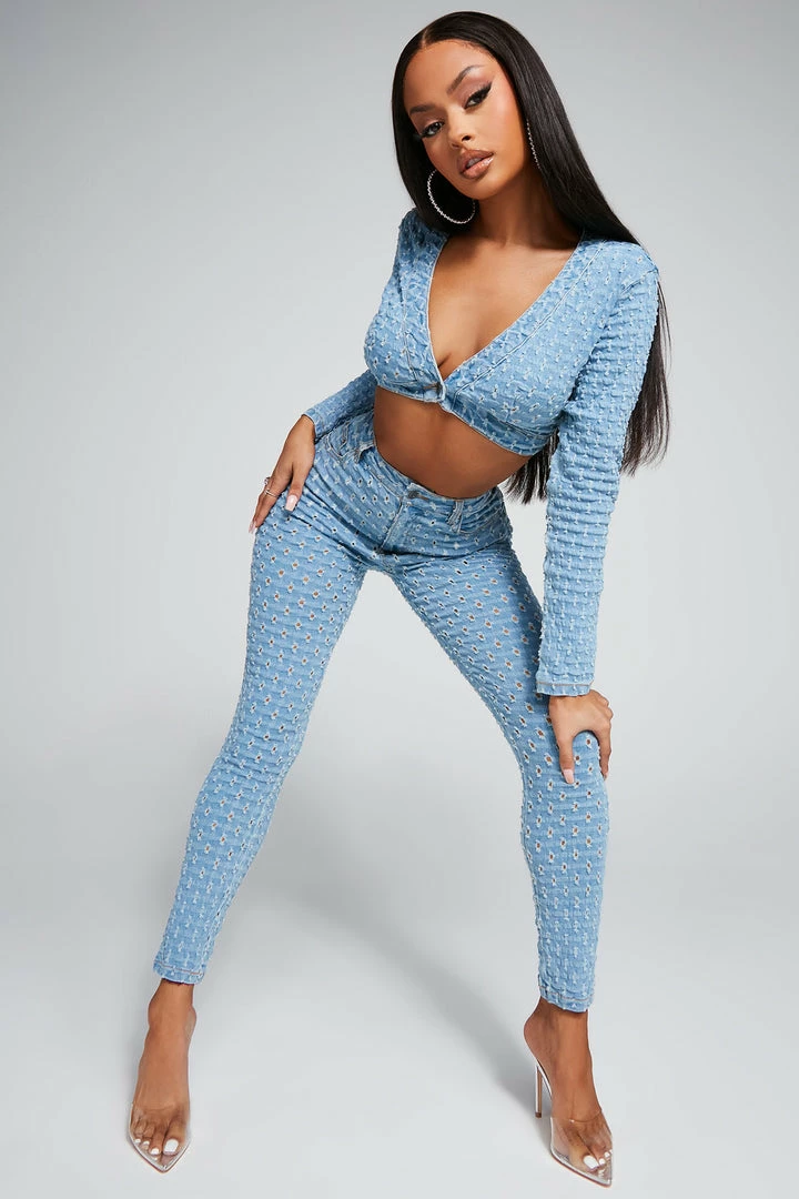 Fashion Nova Matching Separates Best Wishes Denim Jacket - Light Wash