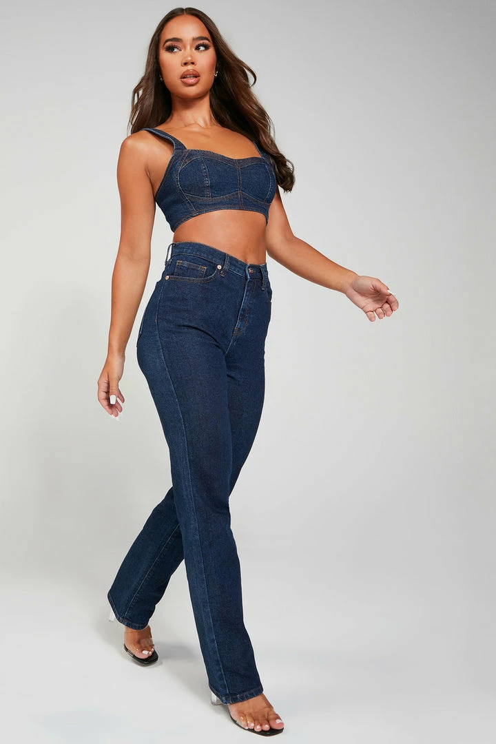 Fashion Nova Goin' The Distance Straight Leg Jeans - Dark Wash