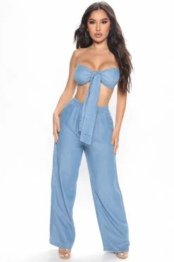 Fashion Nova One More Night Pant Set - Light Wash