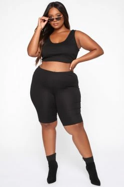 Fashion Nova Bondoc Biker Short Set - Black