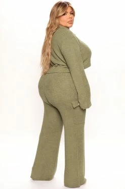 Fashion Nova Let's Get Cozy Pant Set - Olive