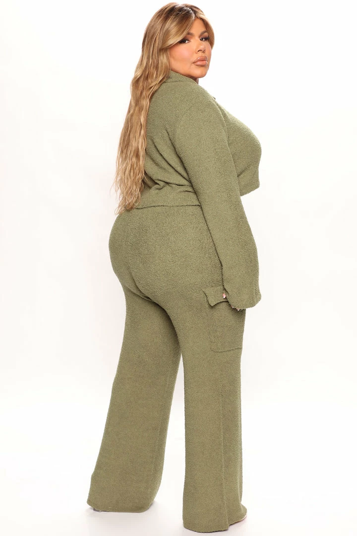 Fashion Nova Let's Get Cozy Pant Set - Olive