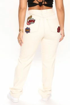 Fashion Nova Trouble Maker Straight Leg Jeans - Oatmeal