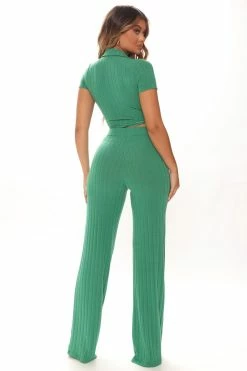 Fashion Nova Alexandra Pant Set - Green Wide Leg Sets