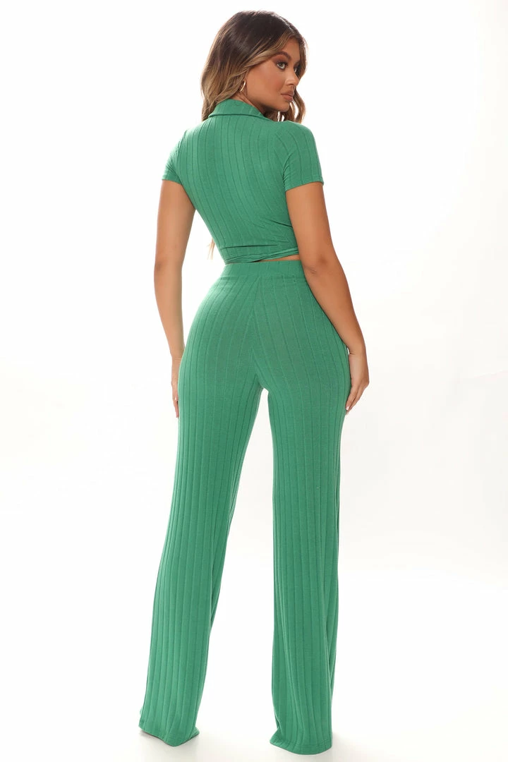 Fashion Nova Alexandra Pant Set - Green Wide Leg Sets