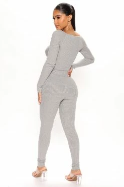 Fashion Nova Heather Sweater Legging Set - Heather Grey