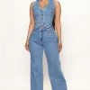Fashion Nova Western Showdown Trouser Flare Jeans - Medium Wash Matching Separates