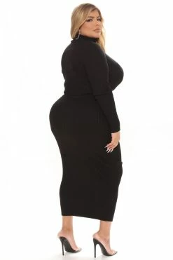 Fashion Nova Up To No Good Ribbed Midi Skirt Set - Black