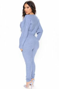 Fashion Nova Legging Sets Oh So Cozy Pant Set - Blue