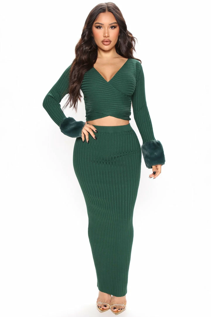 Fashion Nova Out And About Sweater Skirt Set - Hunter Sweater Sets