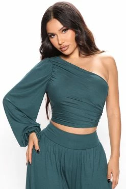 Fashion Nova Casual Date Night Pant Set - Teal Wide Leg Sets