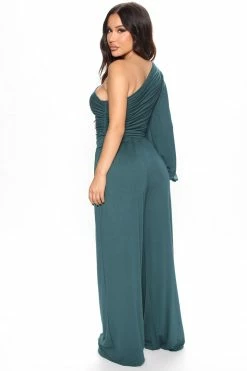 Fashion Nova Casual Date Night Pant Set - Teal Wide Leg Sets