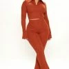 Fashion Nova Tia Pant Set - Rust Wide Leg Sets