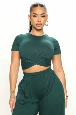 Fashion Nova Casually Chic Wide Leg Pant Set - Hunter