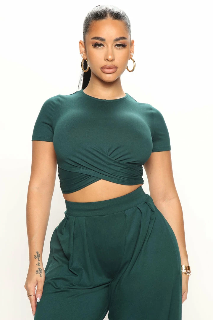 Fashion Nova Casually Chic Wide Leg Pant Set - Hunter