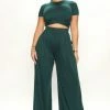 Fashion Nova Casually Chic Wide Leg Pant Set - Hunter
