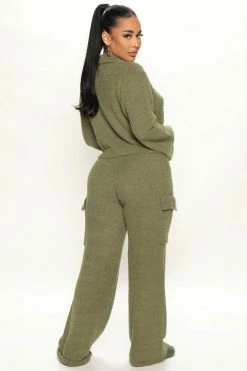 Fashion Nova Let's Get Cozy Pant Set - Olive