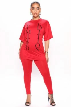 Fashion Nova She's Limited Edition Legging Set - Red