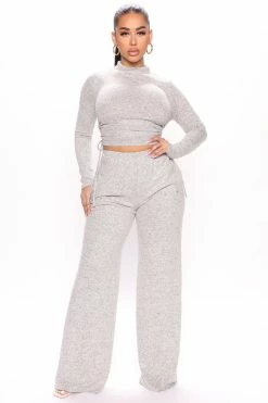 Fashion Nova Harley Hacci Pant Set - Heather Grey
