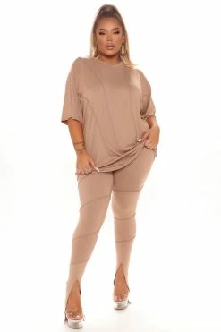 Fashion Nova Follow The Leader Legging Set - Taupe Legging Sets