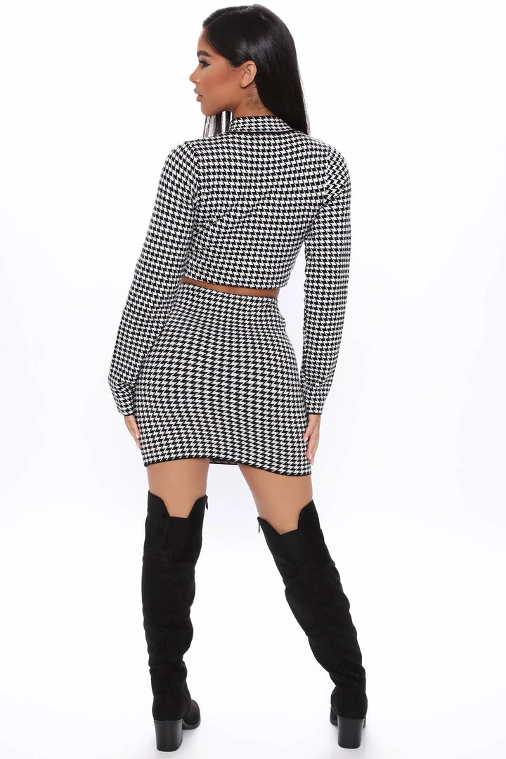 Fashion Nova Sweater Sets Let It Go Sweater Skirt Set - White/Black