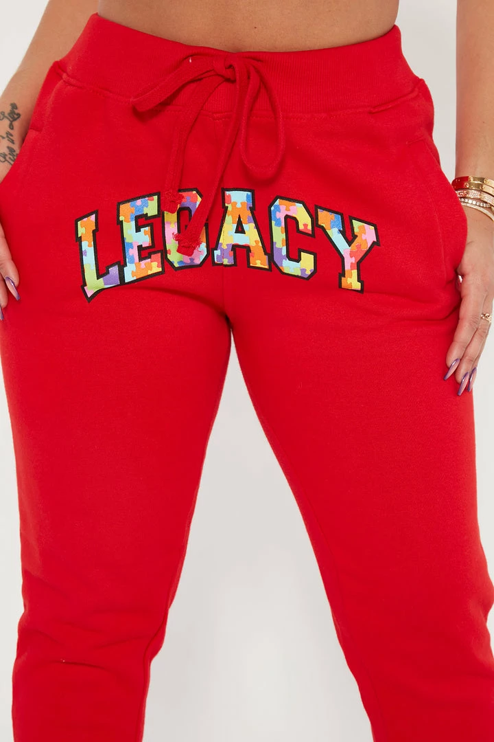 Fashion Nova Building My Legacy Jogger Pant - Red