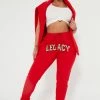 Fashion Nova Building My Legacy Jogger Pant - Red