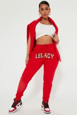 Fashion Nova Building My Legacy Jogger Pant - Red