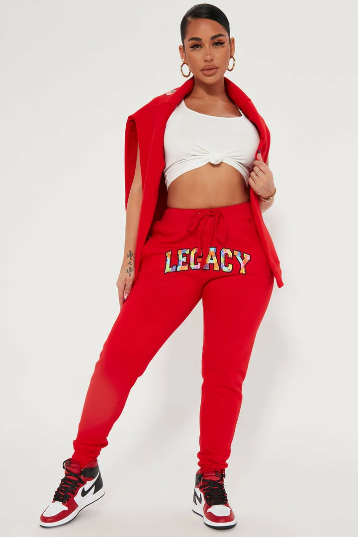 Fashion Nova Building My Legacy Jogger Pant - Red