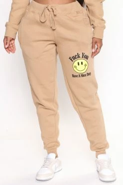 Fashion Nova Fuck You Have A Nice Day Jogger Pant - Taupe Matching Separates