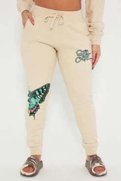 Fashion Nova Stay Lifted Butterfly Jogger Pant - Sand Matching Separates