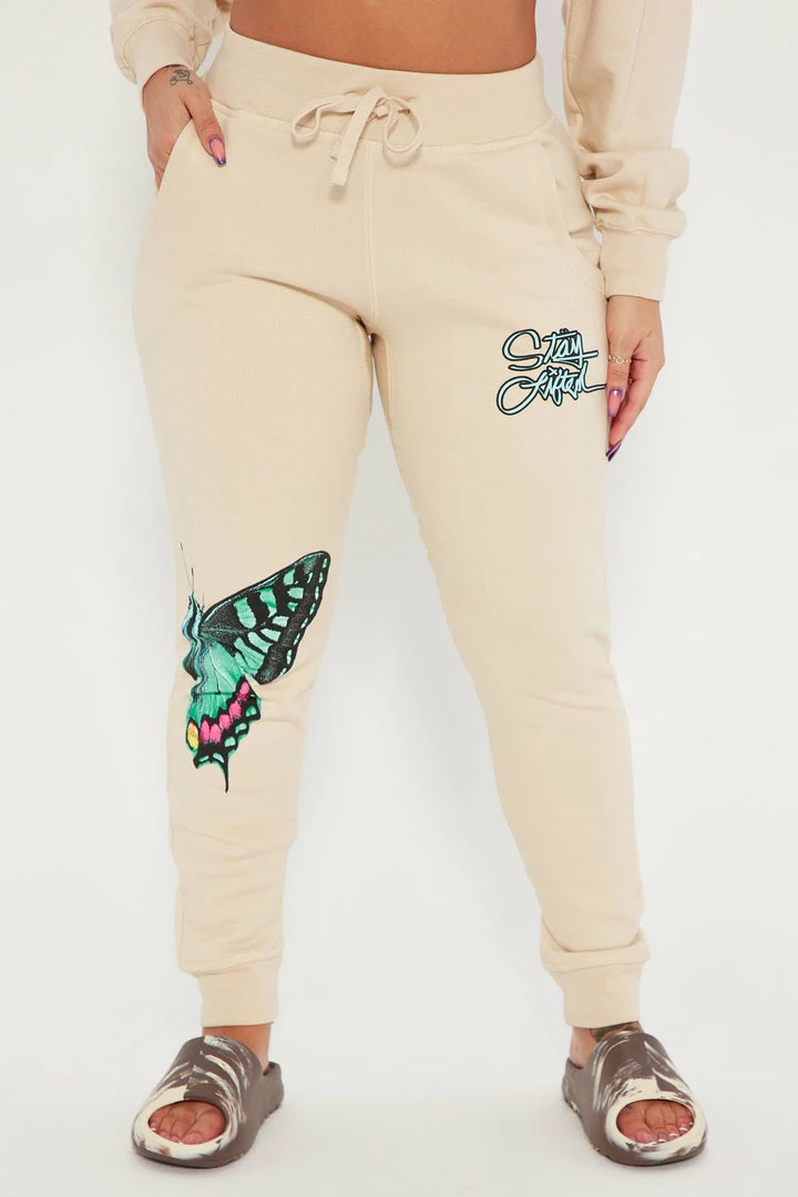Fashion Nova Stay Lifted Butterfly Jogger Pant - Sand Matching Separates