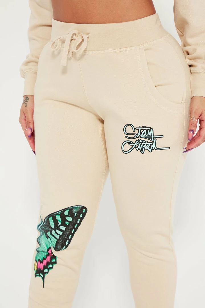 Fashion Nova Stay Lifted Butterfly Jogger Pant - Sand Matching Separates