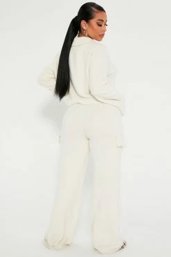 Fashion Nova Let's Get Cozy Pant Set - Cream