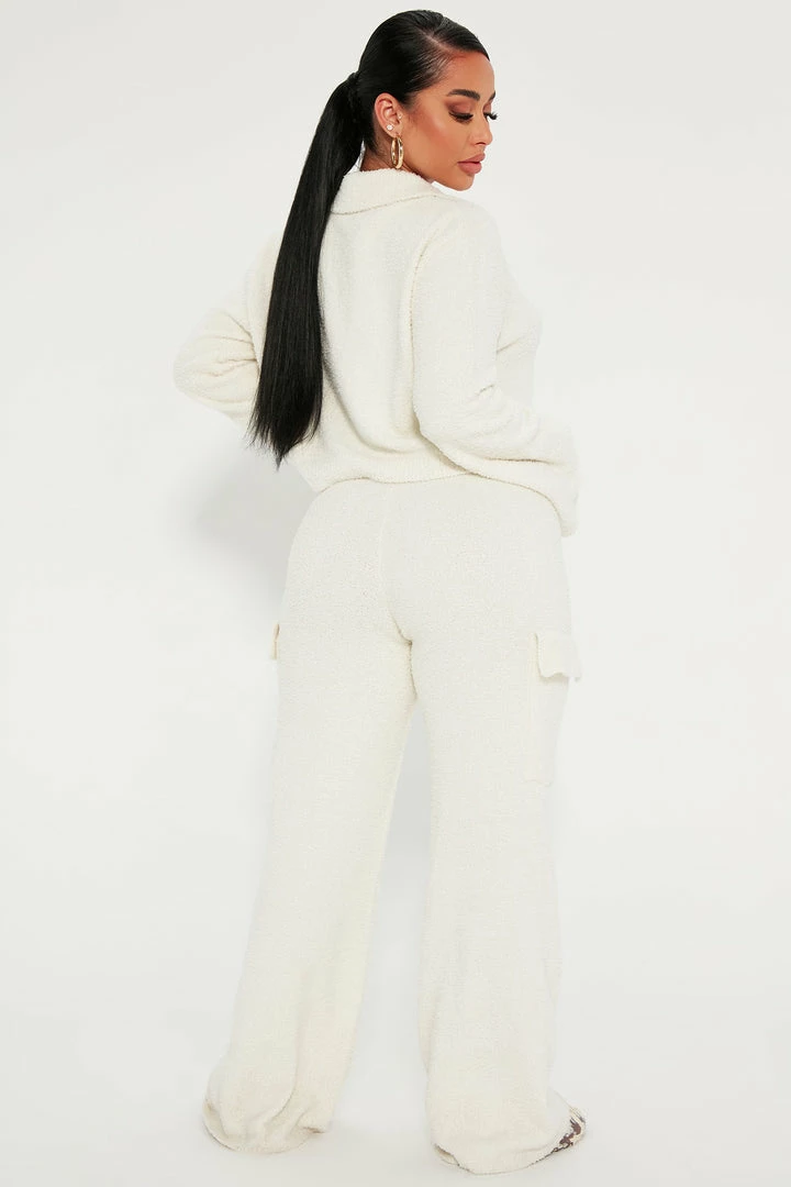 Fashion Nova Let's Get Cozy Pant Set - Cream
