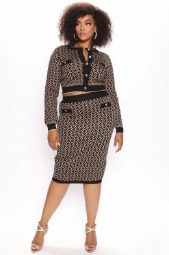 Fashion Nova Sweater Sets Lily Skirt Set - Black/combo