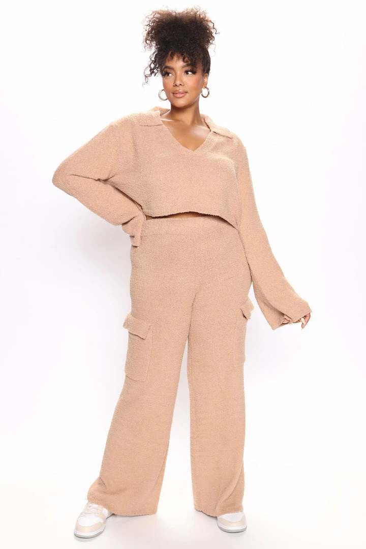 Fashion Nova Let's Get Cozy Pant Set - Taupe Sweater Sets