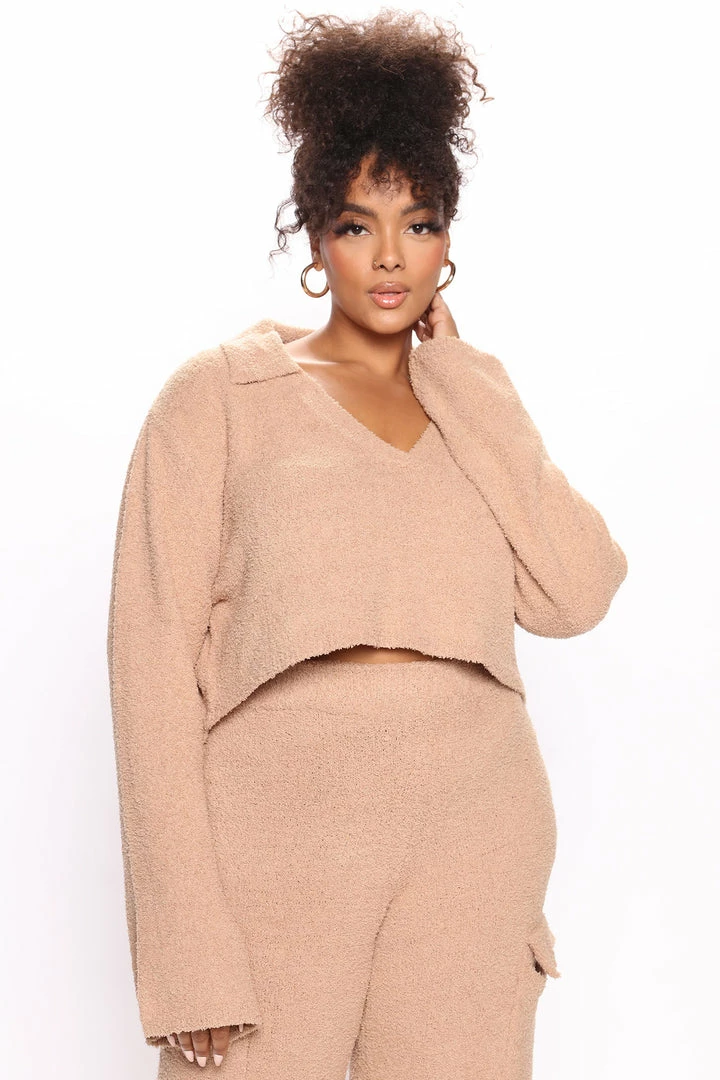 Fashion Nova Let's Get Cozy Pant Set - Taupe Sweater Sets