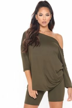 Fashion Nova Play In Comfort Short Set - Olive