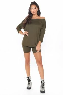 Fashion Nova Play In Comfort Short Set - Olive
